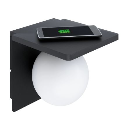Eglo 98265 - Lampada da parete con ricarica wireless CIGLIE 1xE14/40W/230V