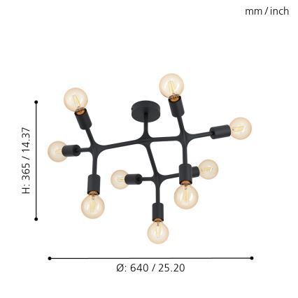 Eglo - Lampadario a plafone 9xE27/60W/230V