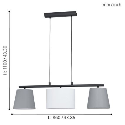 Eglo - LED-Pendelleuchte mit Kabel 3xE14/25W/230V