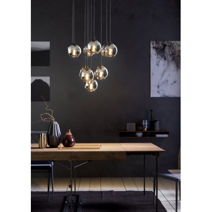 Eglo - Pendelleuchte an Stahlseil 10xE27/40W/230V schwarz/glänzender Chrom