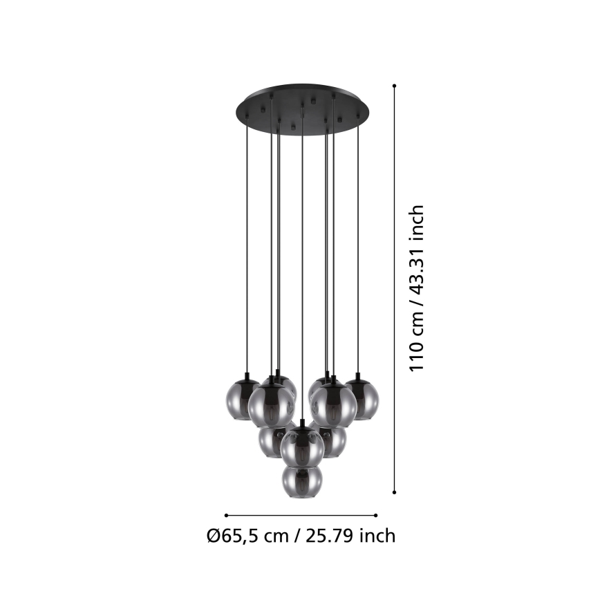Eglo - Pendelleuchte an Stahlseil 10xE27/40W/230V schwarz/glänzender Chrom