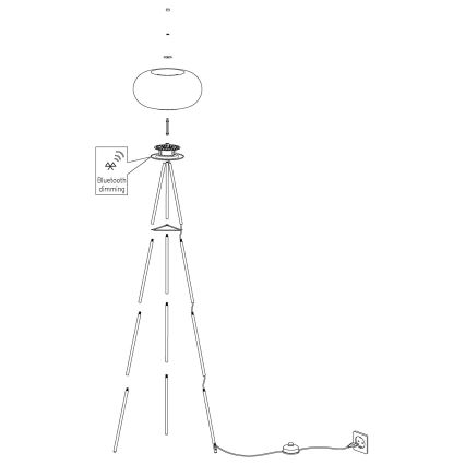 Eglo - Lampadaire LED RGB à intensité variable OPTICA-C LED/17W/230V d. 56 cm