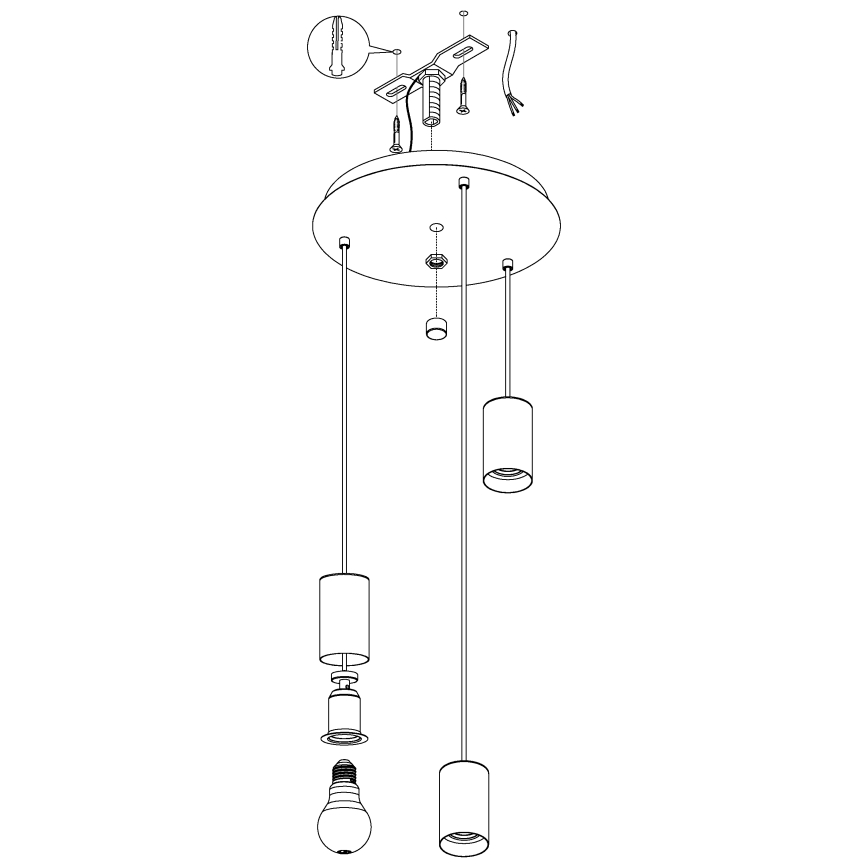 Eglo - Lampadario a sospensione con filo 3xE27/40W/230V