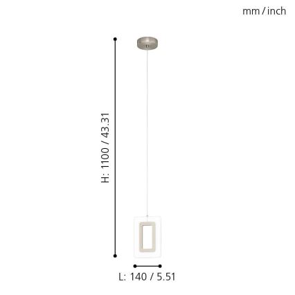 Eglo 98678 - LED-Pendelleuchte an Drahtseil ENALURI LED/5,4W/230V