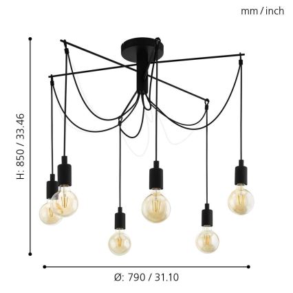 Eglo - Hängeleuchte 6xE27/60W/230V Spinne