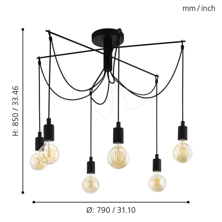 Eglo - Lampadario a sospensione con filo 6xE27/60W/230V ragno