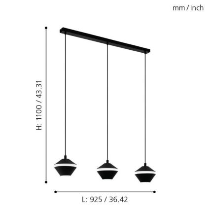 Eglo 98682 - Lampadario LED a sospensione con cavo PERPIGO 3xGU10/5W/230V