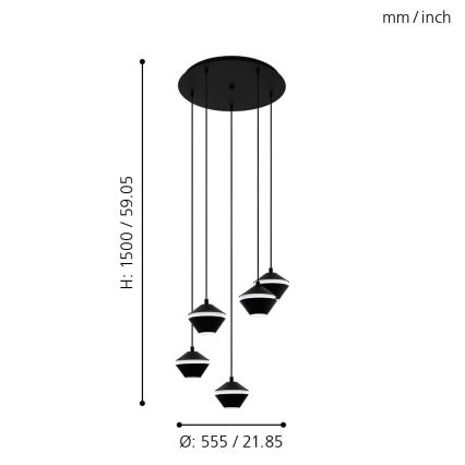Eglo 98683 - LED-Hängeleuchte PERPIGO mit Kabelaufhängung 5xGU10/5W/230V