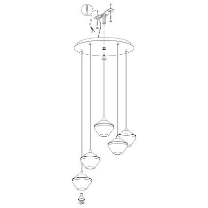 Eglo 98683 - LED-Hängeleuchte PERPIGO mit Kabelaufhängung 5xGU10/5W/230V