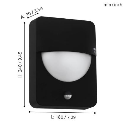 Eglo - Applique d'extérieur avec détecteur 1xE27/28W/230V IP44
