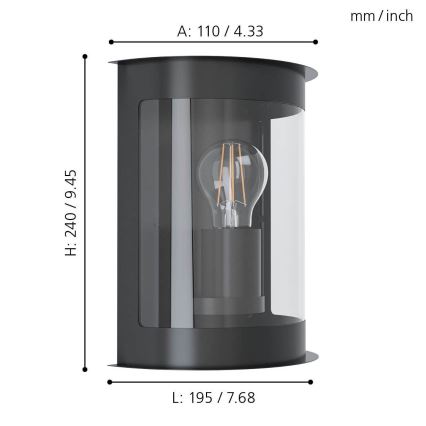 Eglo - Applique murale d'extérieur 1xE27/28W/230V IP44