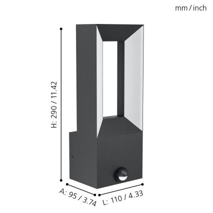 Eglo - Lampada LED da esterno con sensore  2xLED/5W/230V IP44