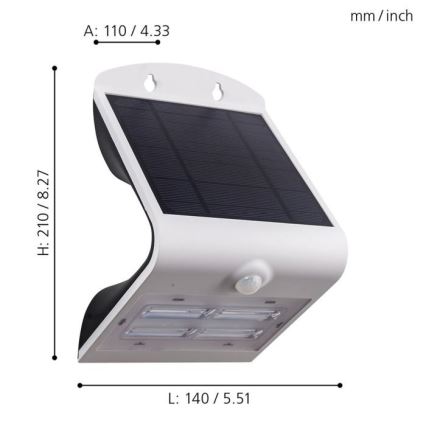 Eglo - Lampada solare con sensore LED/3,2W/3,7V IP54