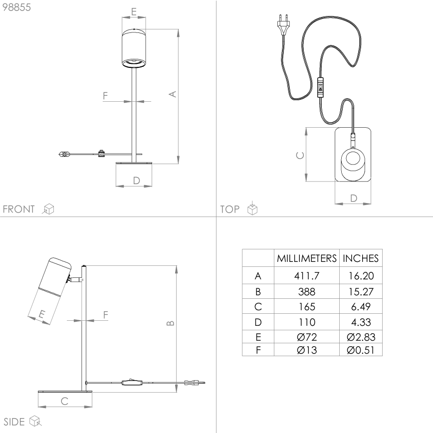 Eglo - Lampada da tavolo LED 1xGU10/4,5W/230V nera