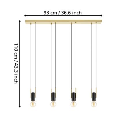 Eglo - Lampadario su corda  4xE27/40W/230V