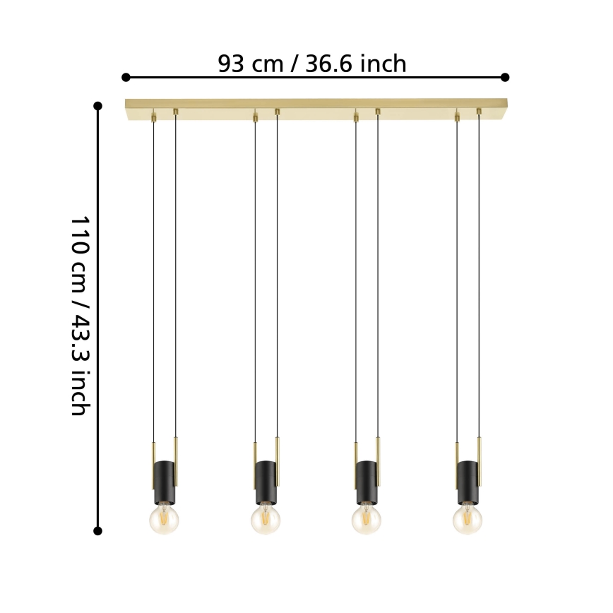 Eglo - Lampadario su corda  4xE27/40W/230V