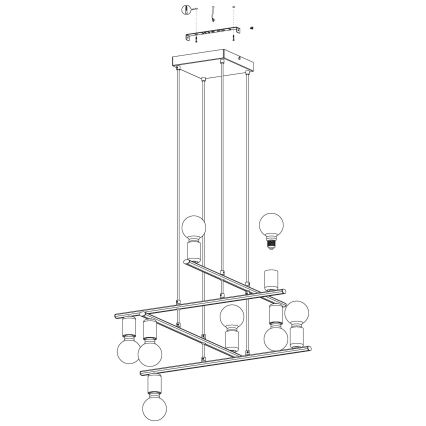 Eglo - Suspension avec fil 8xE27/40W/230V