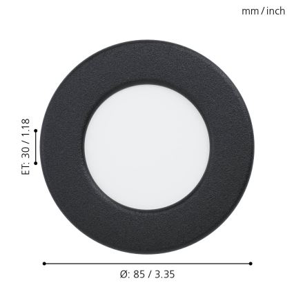 Eglo - Faretto da incasso per bagno LED/2,7W/230V IP44 Ø 8,6 cm