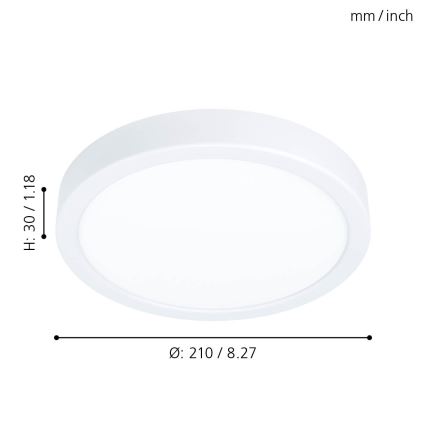 Eglo - Plafonnier LED dimmable, 16,5 W, 230 V, Ø 21 cm