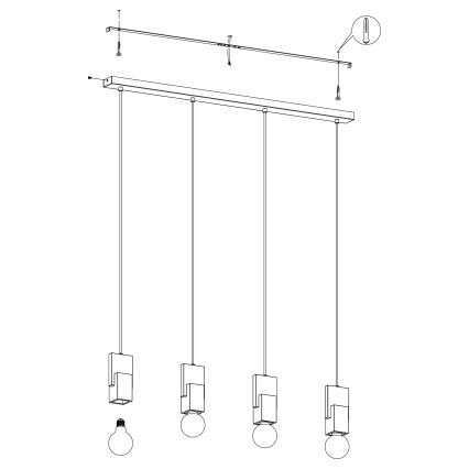 Eglo 99532 - Lampadario a sospensione con cavo LOBATIA 4xE27/40W/230V