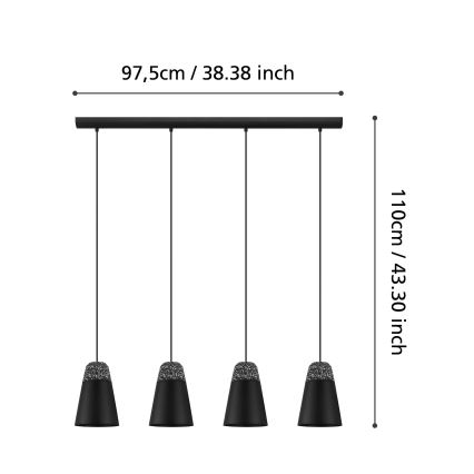 Eglo 99545 - Pendelleuchte CANTERRAS mit Seilaufhängung 4xE27/40W/230V