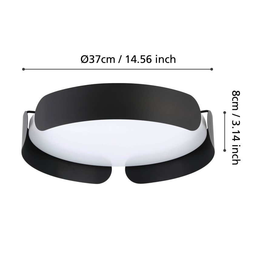 Eglo - Plafonnier LED/20W/230V Ø 37 cm noir