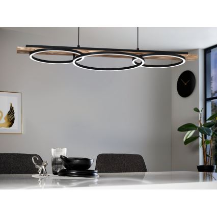 Eglo - Lampadario LED dimmerabile su cavo 2xLED/12,5W/230V+LED/15,5W 3000K marrone/nero