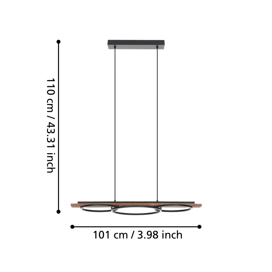 Eglo - Lampadario LED dimmerabile su cavo 2xLED/12,5W/230V+LED/15,5W 3000K marrone/nero