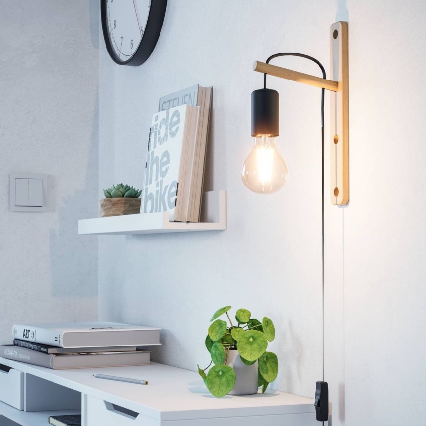 Eglo - Applique 1xE27/10W/230V gomma fig marrone/nero