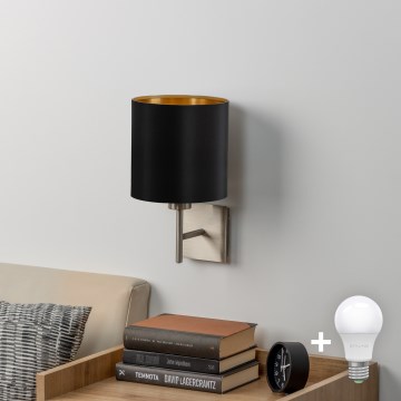 Eglo - Applique a LED TUNJA 1xE27/60W/230V cromo opaco/nero