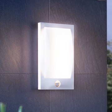 Eglo - Applique murale extérieure avec détecteur 1xE27/12W/230V IP44 chrome mat