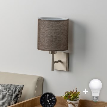 Eglo - Applique murale LED TUNJA 1xE27/60W/230V chrome mat/marron