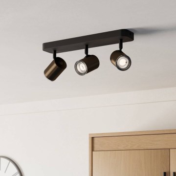 Eglo - Badezimmer-Spotleuchte 3xGU10/5W/230V IP44 schwarz/braun