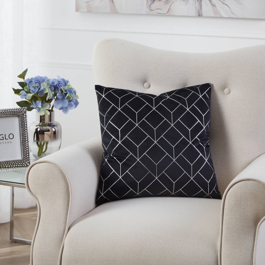 Eglo - Cuscino decorativo 45x45 cm nero/argento