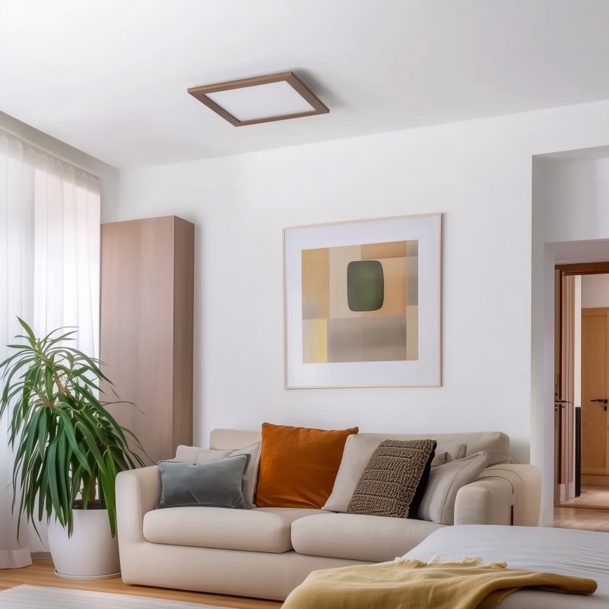 Eglo - Dimmbares LED-Anbaupanel SALOBRENA 2 WOOD LED/25W/230V 4000K 49,5x49,5 cm dunkelbraun