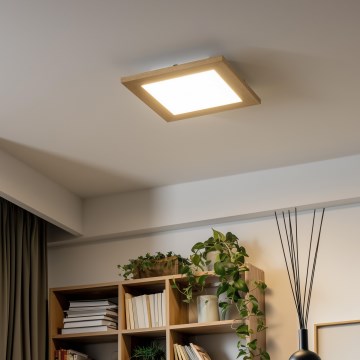 Eglo - Dimmbares LED-RGBW-Anbaupanel SALOBRENA-C WOOD LED/16W/230V 2700-6500K 34x34 cm braun + Fernbedienung