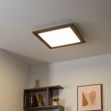 Eglo - Dimmbares LED-RGBW-Anbaupanel SALOBRENA-C WOOD LED/21W/230V 2700-6500K 49,5x49,5 cm dunkelbraun + Fernbedienung