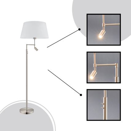 Eglo/Edi Lampada - Lampada LED da terra SANTANDER 1xE27/11W/230V + LED/2,3W cromo opaco