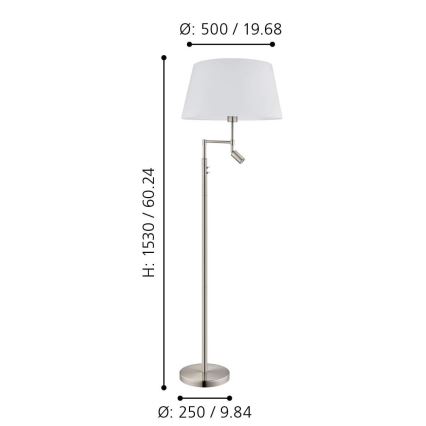 Eglo/Edi Lampada - Lampada LED da terra SANTANDER 1xE27/11W/230V + LED/2,3W cromo opaco