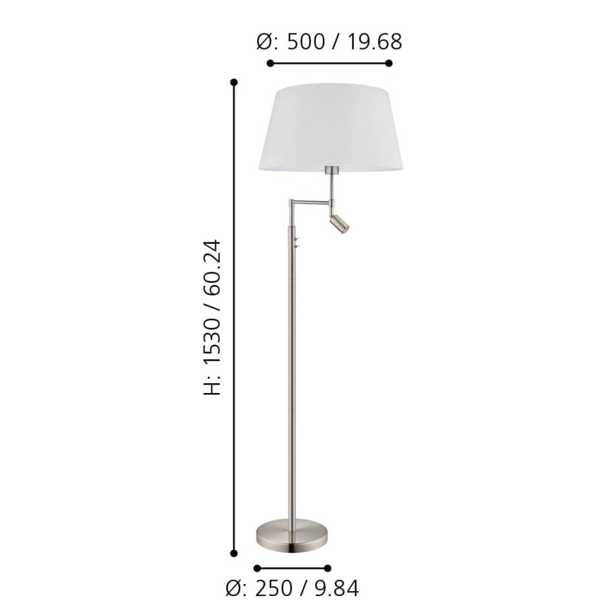 Eglo/Edi Lampada - Lampada LED da terra SANTANDER 1xE27/11W/230V + LED/2,3W cromo opaco