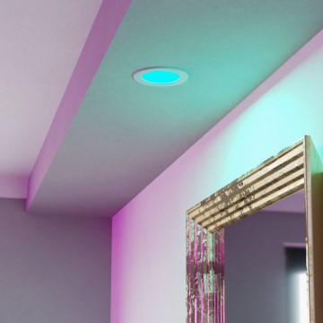 Eglo - Faretto da incasso per bagno LED RGBW dimmerabile, 5W, 230V, 2700-6500K, Ø 12 cm, IP44, bianco