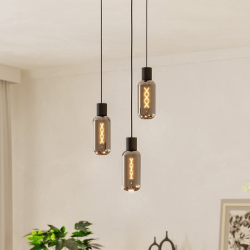 Eglo - Hängeleuchte mit Kabel 3xE27/4W/230V schwarz/rauchgrau