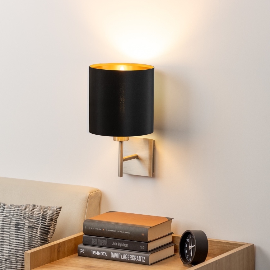 Eglo - Lampada da parete LED TUNJA 1xE27/60W/230V cromo opaco/nero