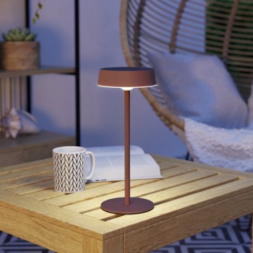 Eglo - Lampada da tavolo a LED dimmerabile, ricaricabile tramite energia solare, con controllo touch, 3W/5V, 3000-6000K, 1800 mAh, IP44, arancione