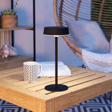 Eglo - Lampada da tavolo LED dimmerabile ricaricabile a energia solare a sfioramento LED/3W/5V 3000-6000K 1800 mAh IP44 nero