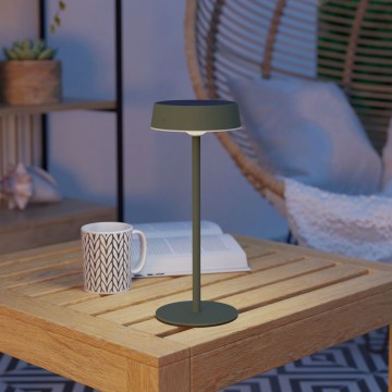 Eglo - Lampada da tavolo LED dimmerabile ricaricabile a energia solare, a sfioramento, LED/3W/5V, 3000–6000K, 1800 mAh, IP44, verde