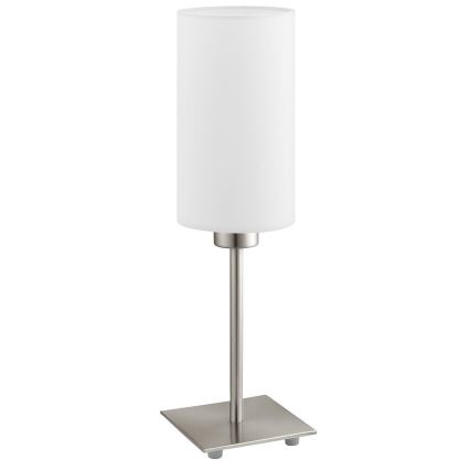 Eglo - Lampada da tavolo LED TUNJA 1xE27/60W/230V 26,5 cm cromo opaco/bianco