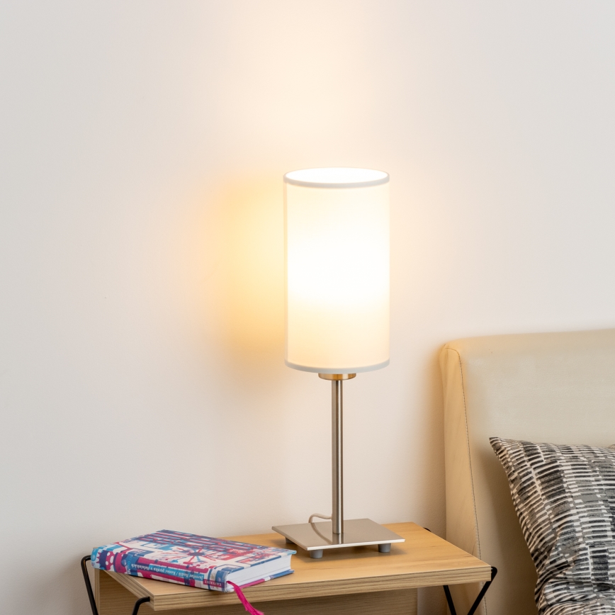 Eglo - Lampada da tavolo LED TUNJA 1xE27/60W/230V 26,5 cm cromo opaco/bianco