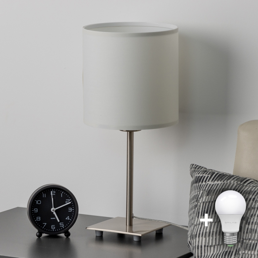 Eglo - Lampada da tavolo LED TUNJA 1xE27/60W/230V 26,5 cm cromo opaco/bianco