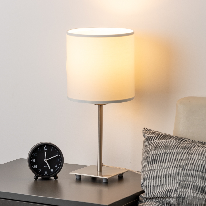 Eglo - Lampada da tavolo LED TUNJA 1xE27/60W/230V 26,5 cm cromo opaco/bianco